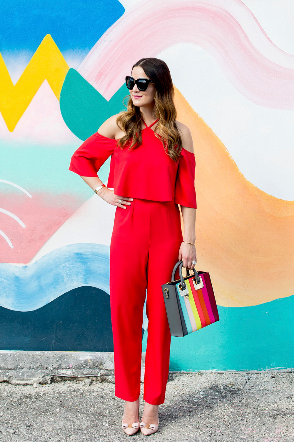 Red Ruffle Halter Jumpsuit