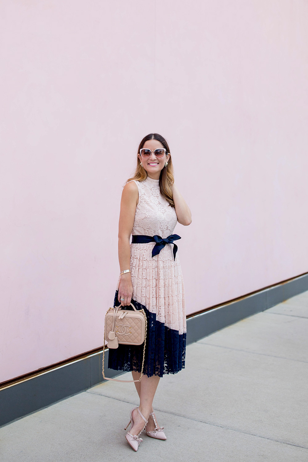 Topshop Pink Lace Midi Dress