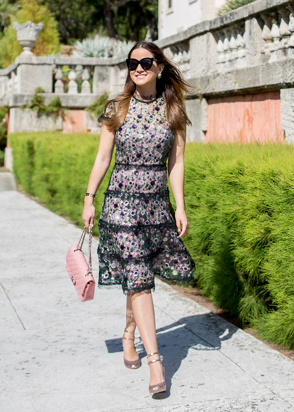 Alexis Black Lace Floral Dress