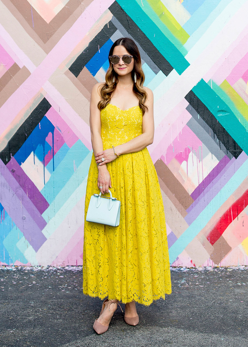 ASOS yellow strapless dress