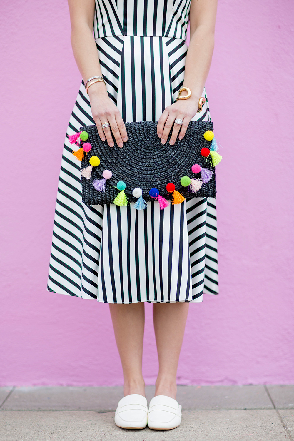 Black Pom Pom Clutch