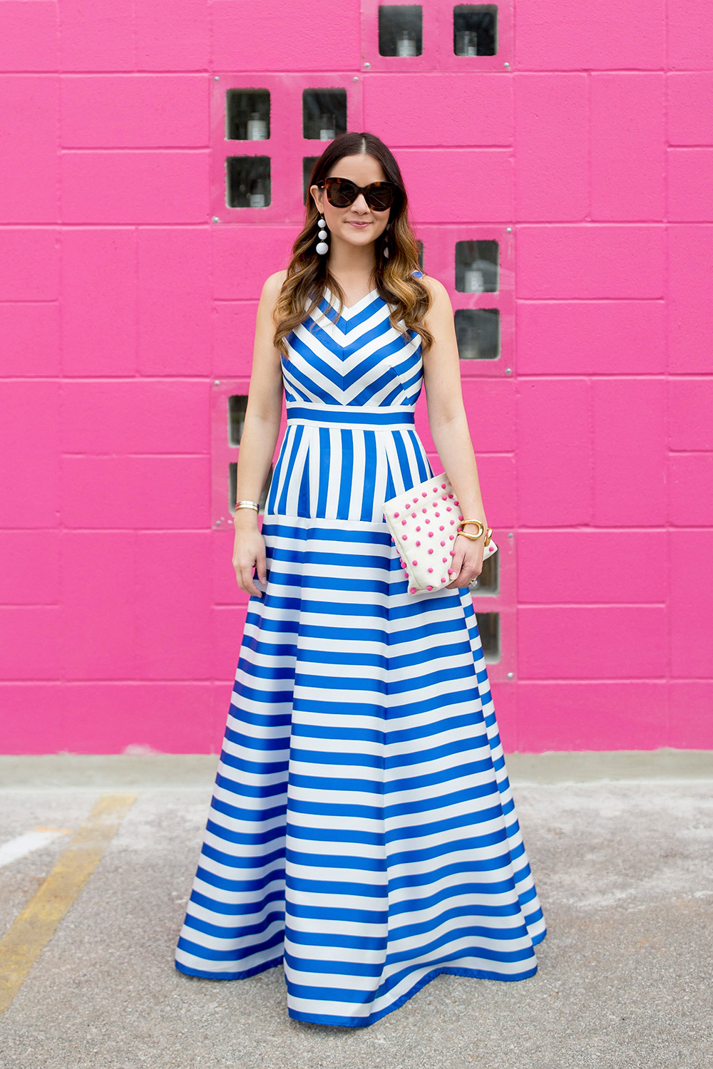 Eliza J Blue White Stripe Maxi