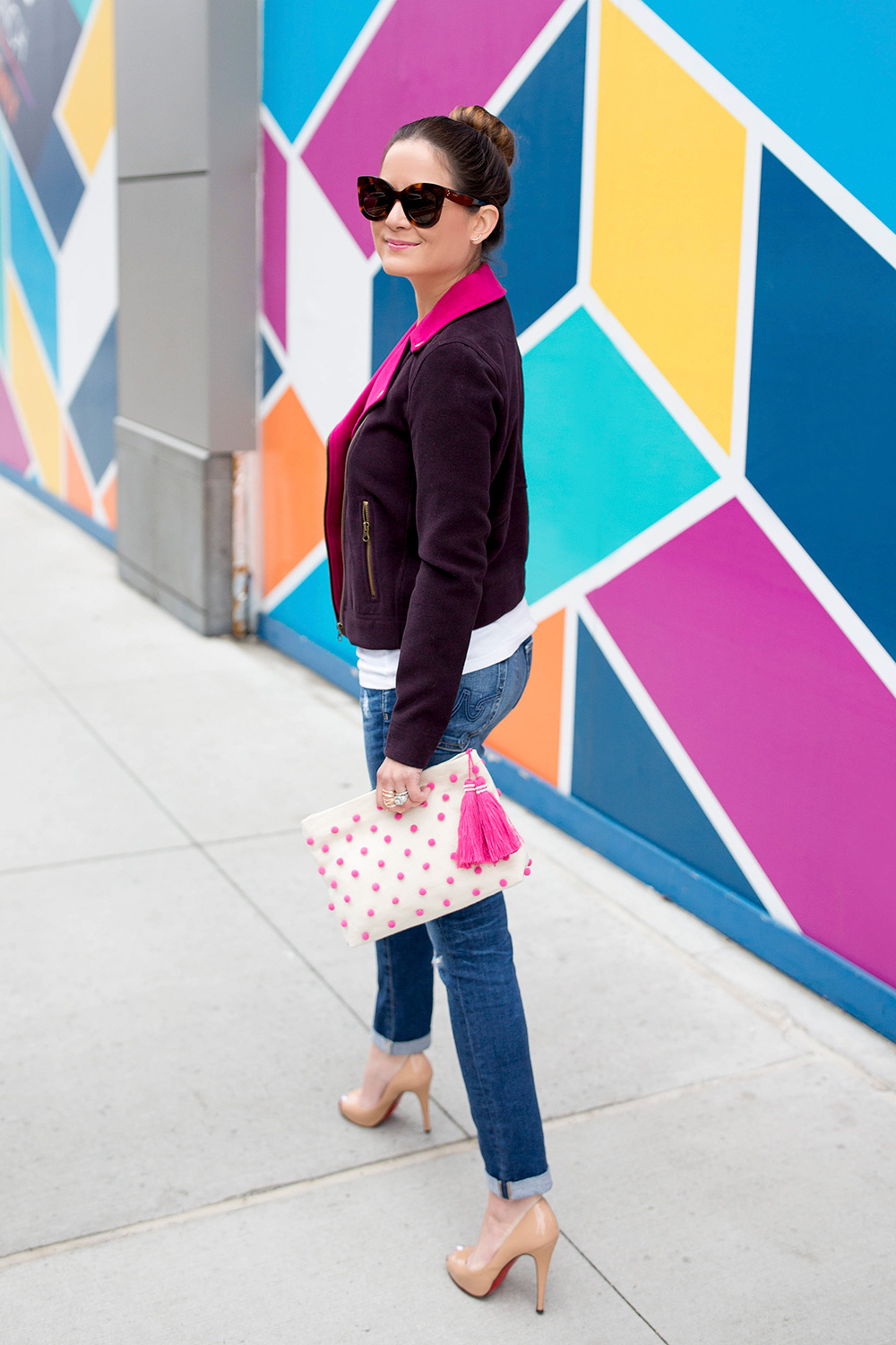 Maroon Pink Moto Jacket