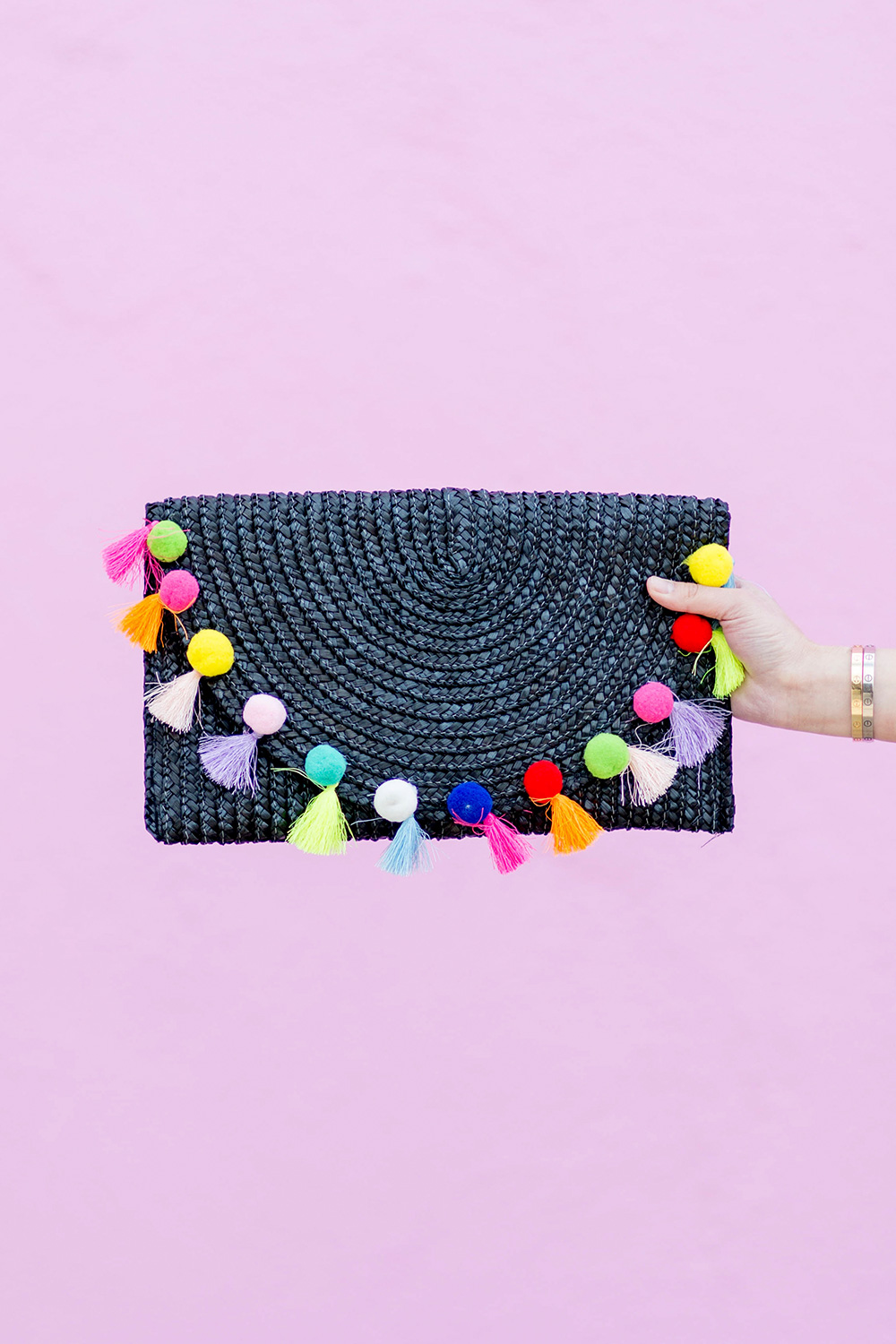 Multicolor Fringe Tassel Clutch