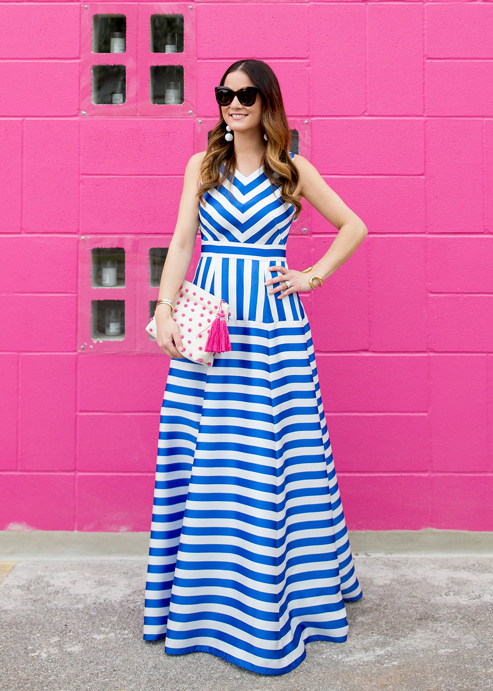 Nordstrom Blue White Stripe Maxi Gown