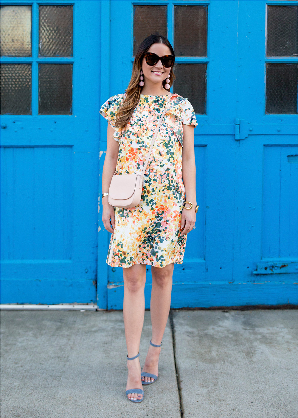 Floral Flutter Sleeve Dress