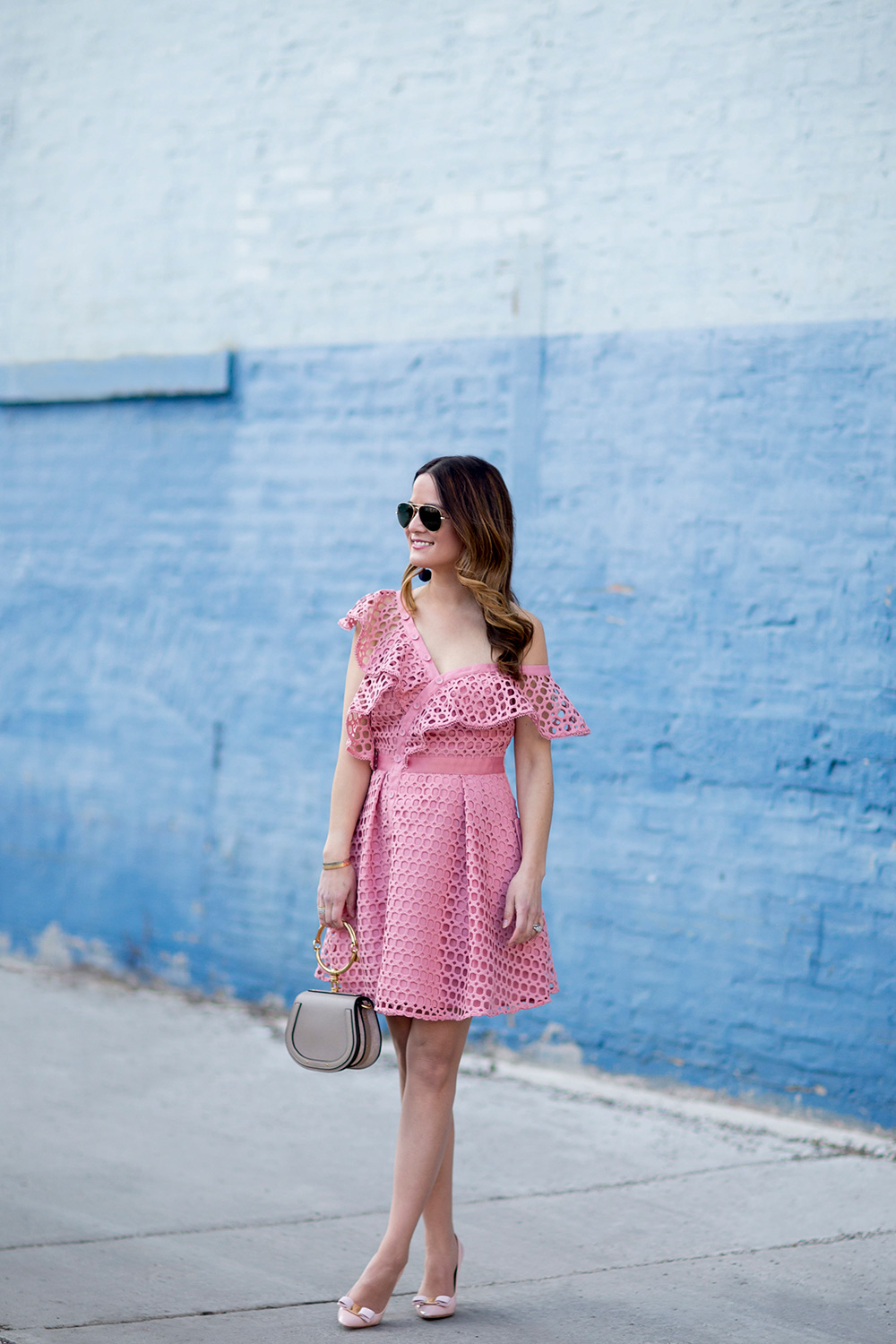 Pink Lace Ruffle Dress