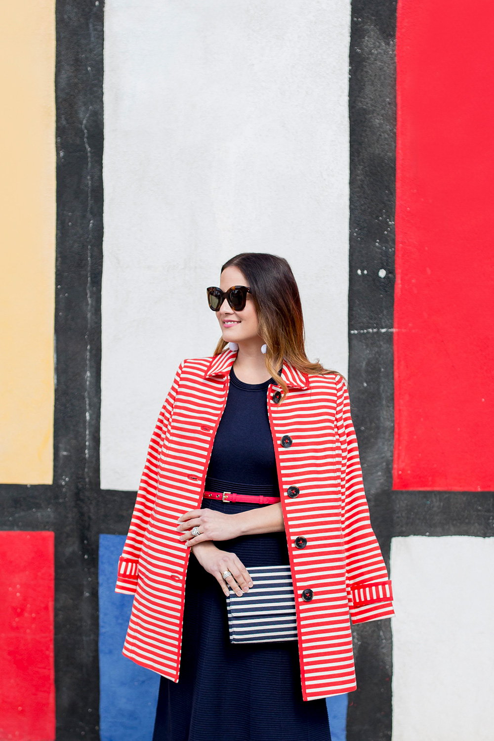 Red White Stripe Trench Coat