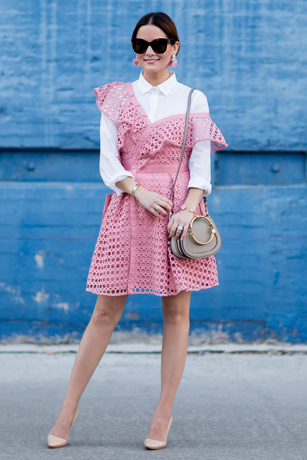 Self Portrait One Shoulder Pink Dress