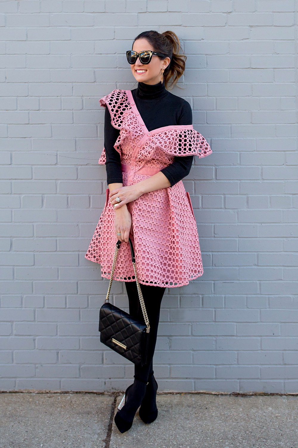 Self Portrait Pink One Shoulder Dress