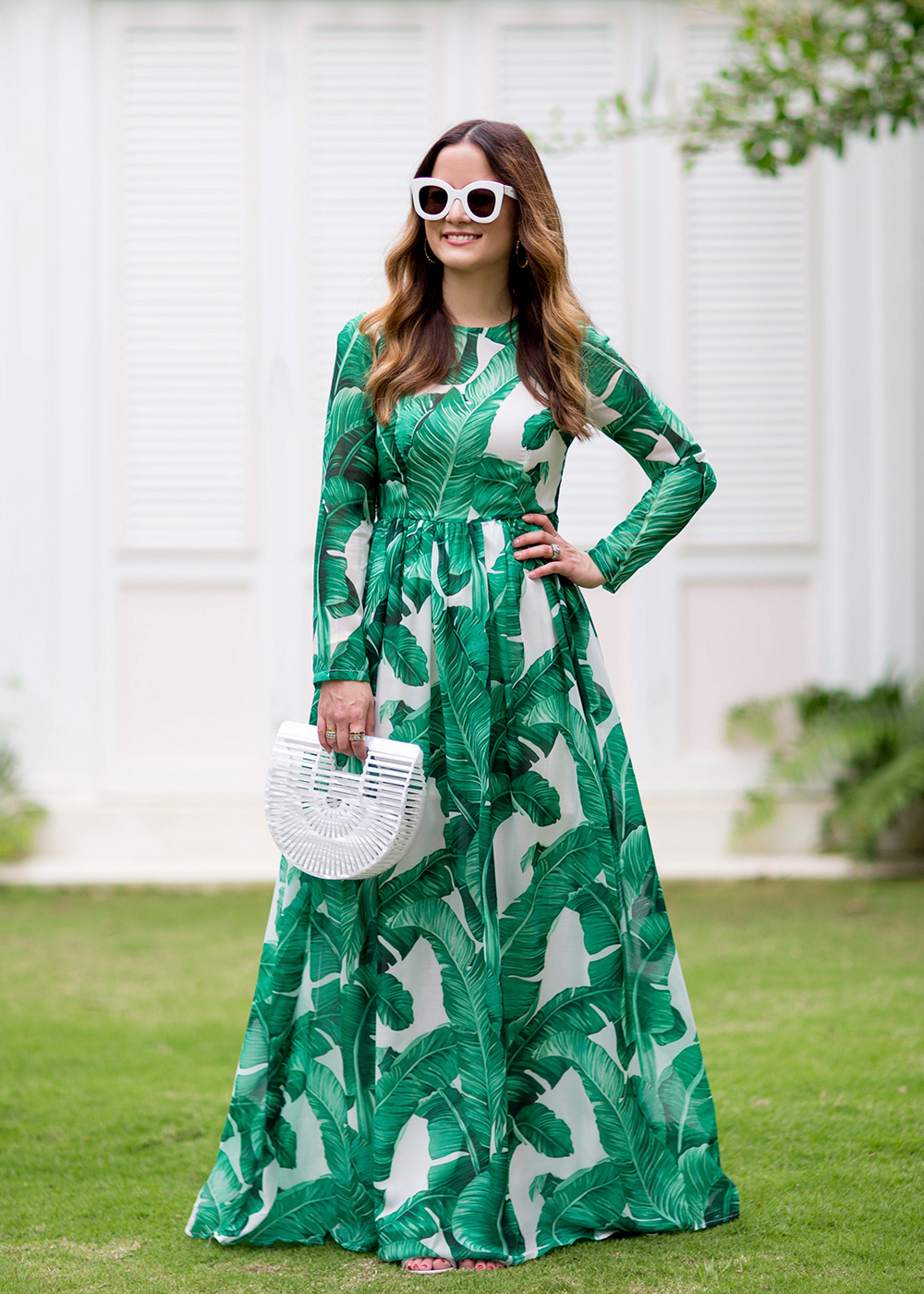 green leaf print dress