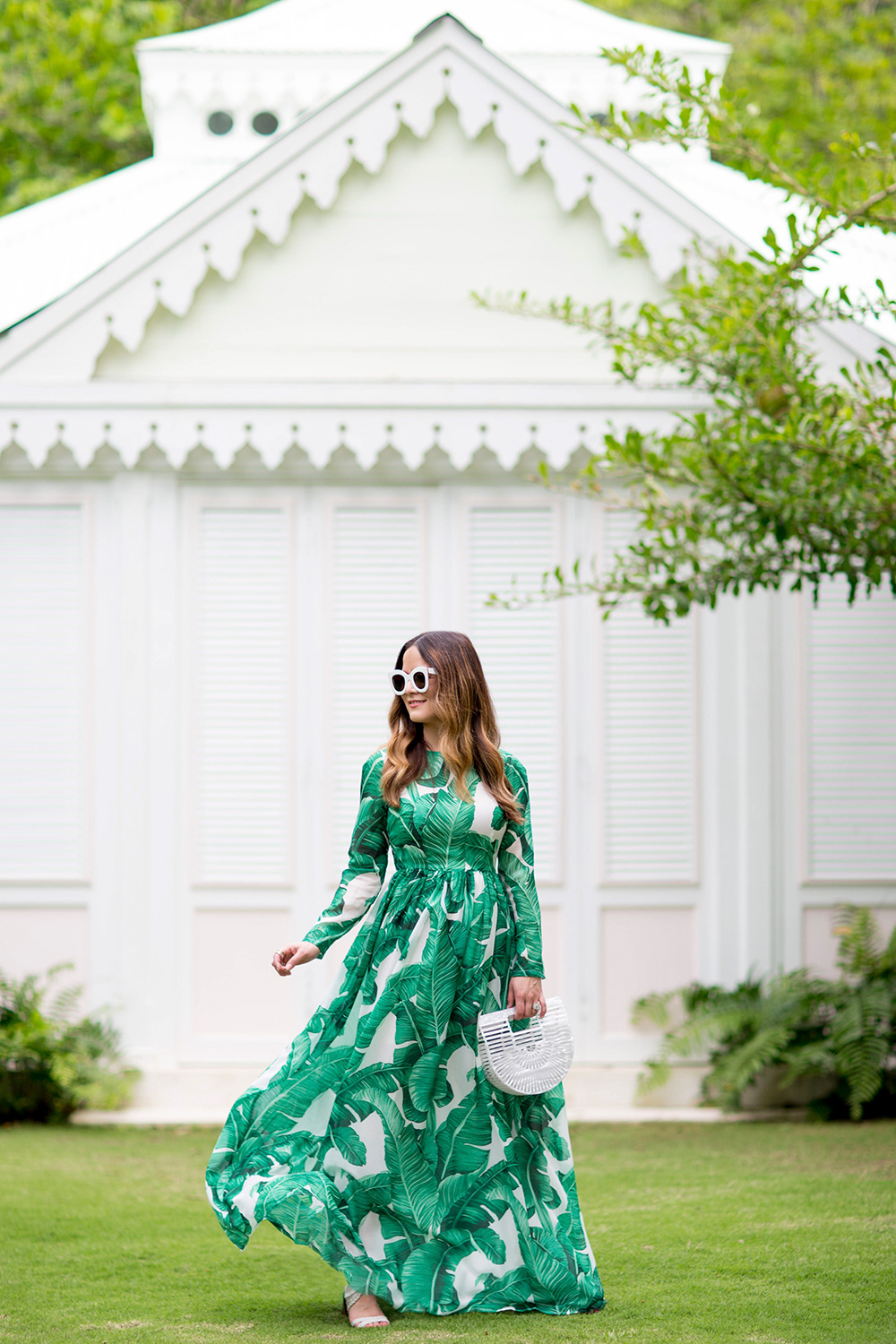 Banana Leaf Print Maxi Dress