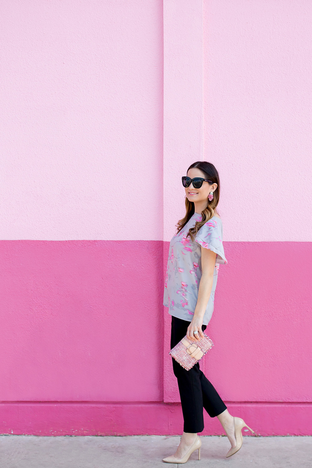 Banana Republic Grey Pink Blouse