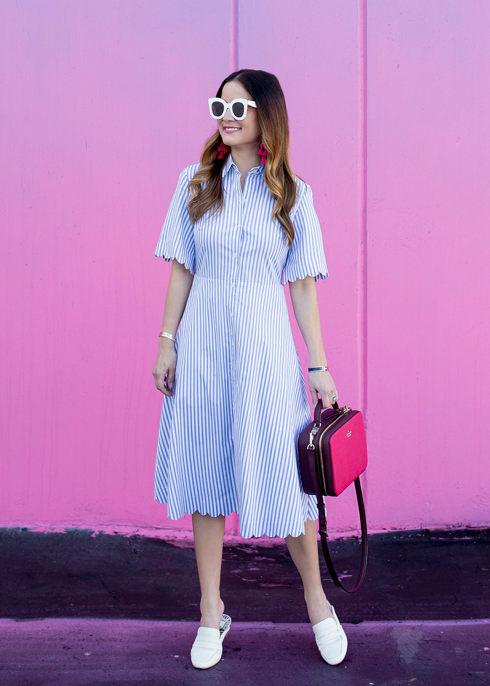 Banana Republic Stripe Scallop Shirtdress