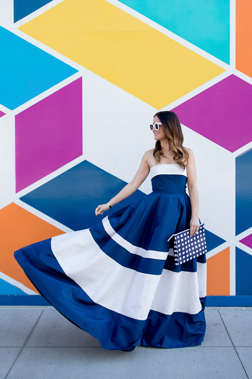 Carolina Herrera Navy Sequin Gown