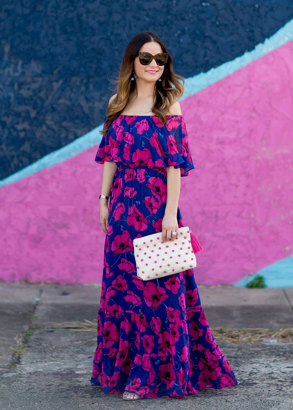 floral off the shoulder dress