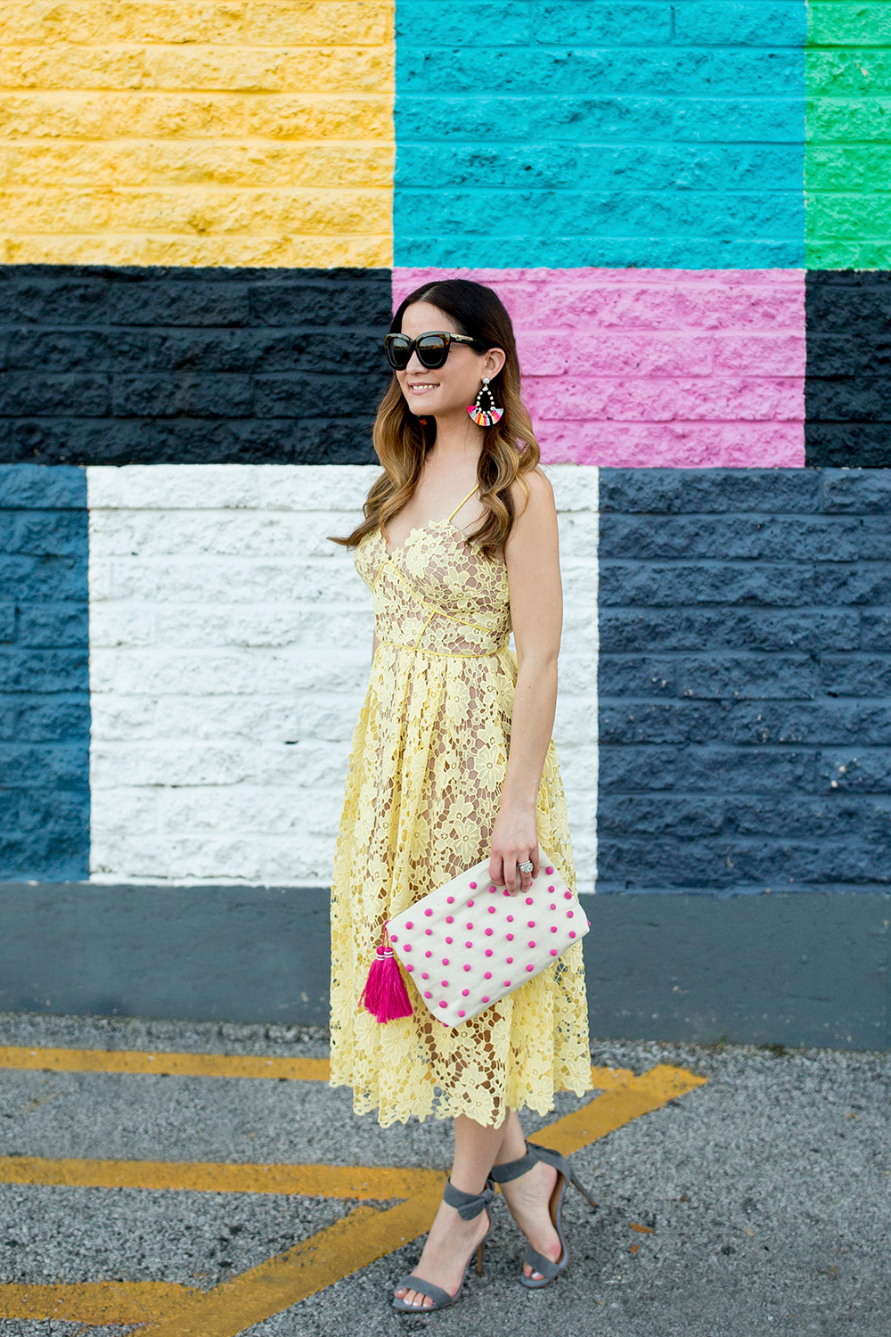 Donna Morgan Yellow Lace Dress