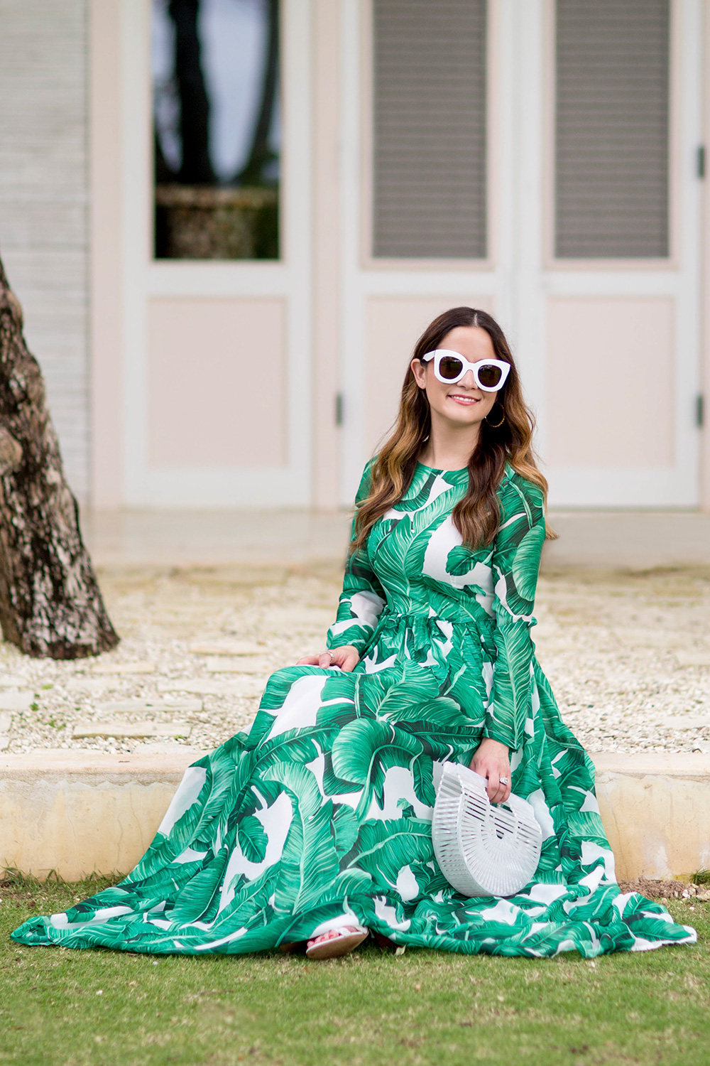 Long Sleeve Banana Leaf Maxi Dress