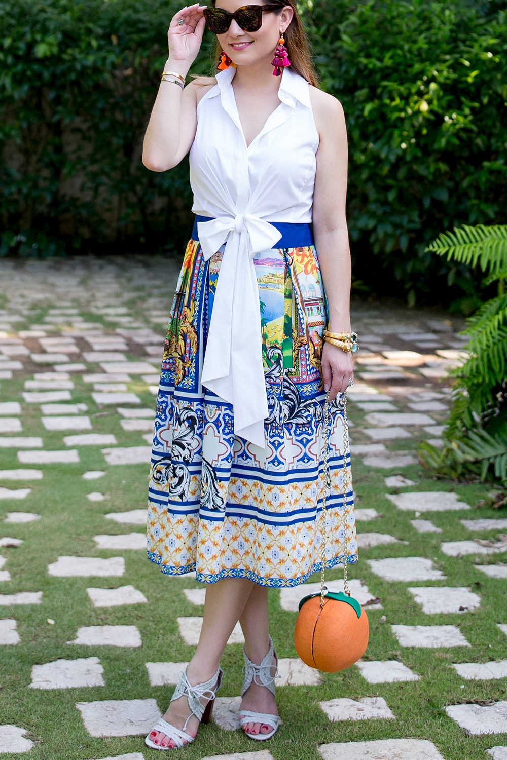 Multicolor Postcard Print Dress