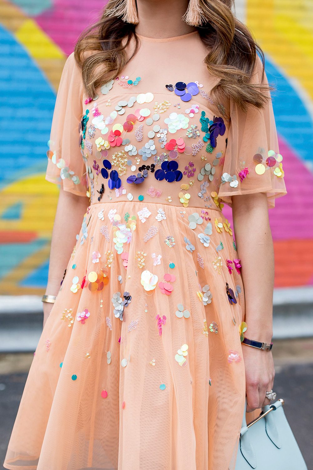 Multicolor Sequin Mesh Dress
