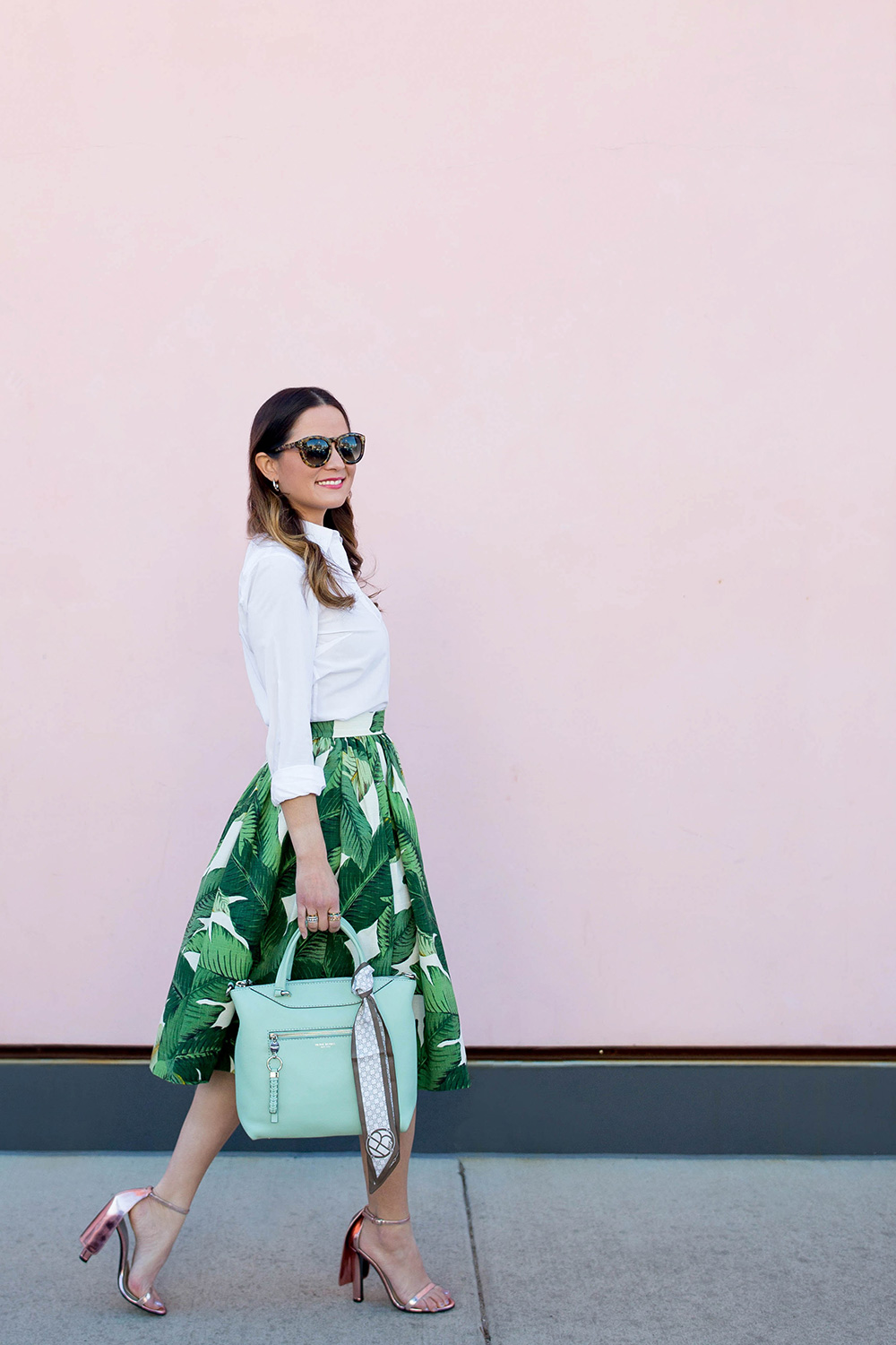 Palm Print Midi Skirt