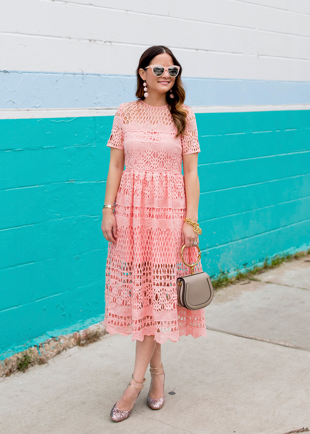 Pastel Lace Midi Dress