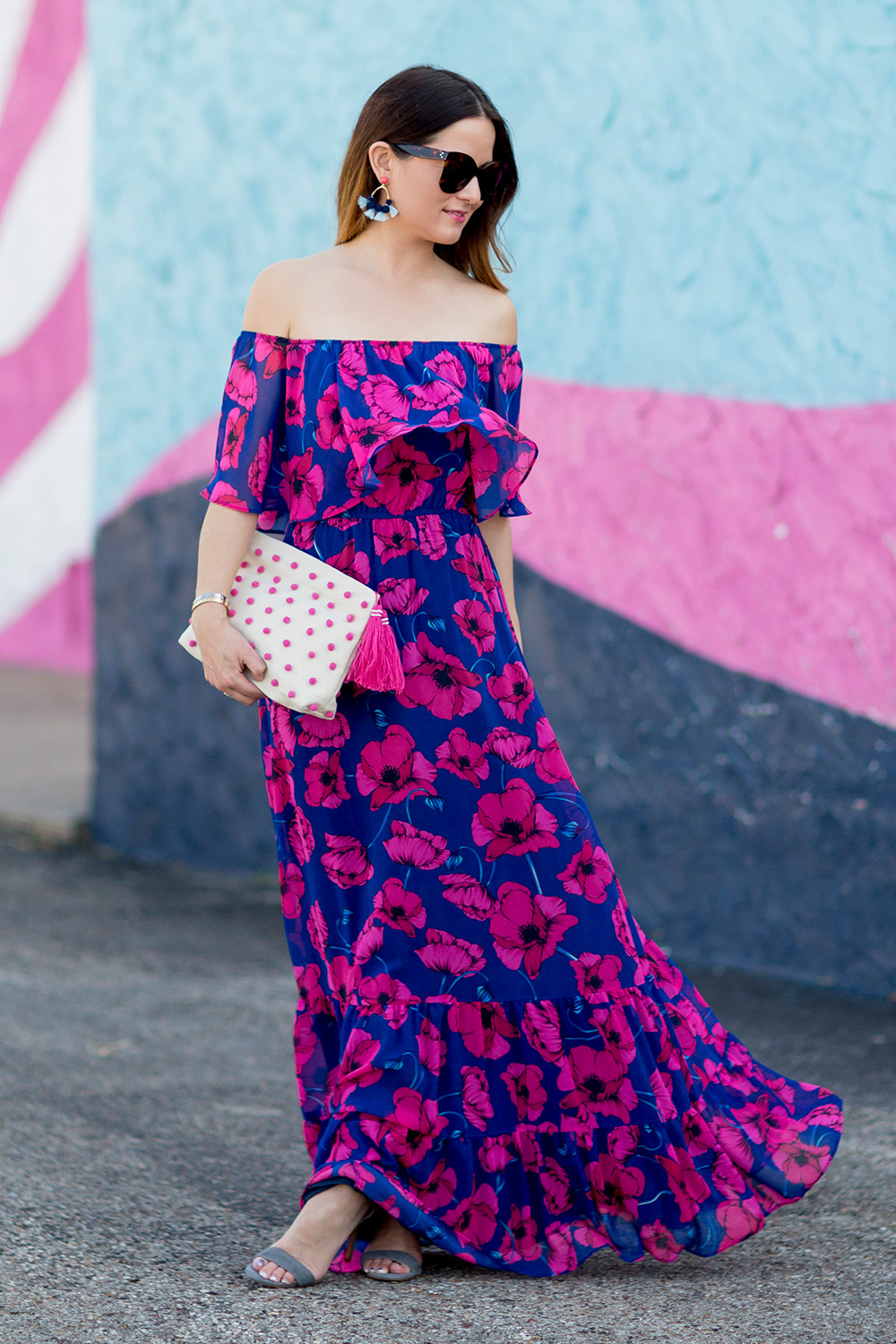 Pink Pompom Tassel Clutch