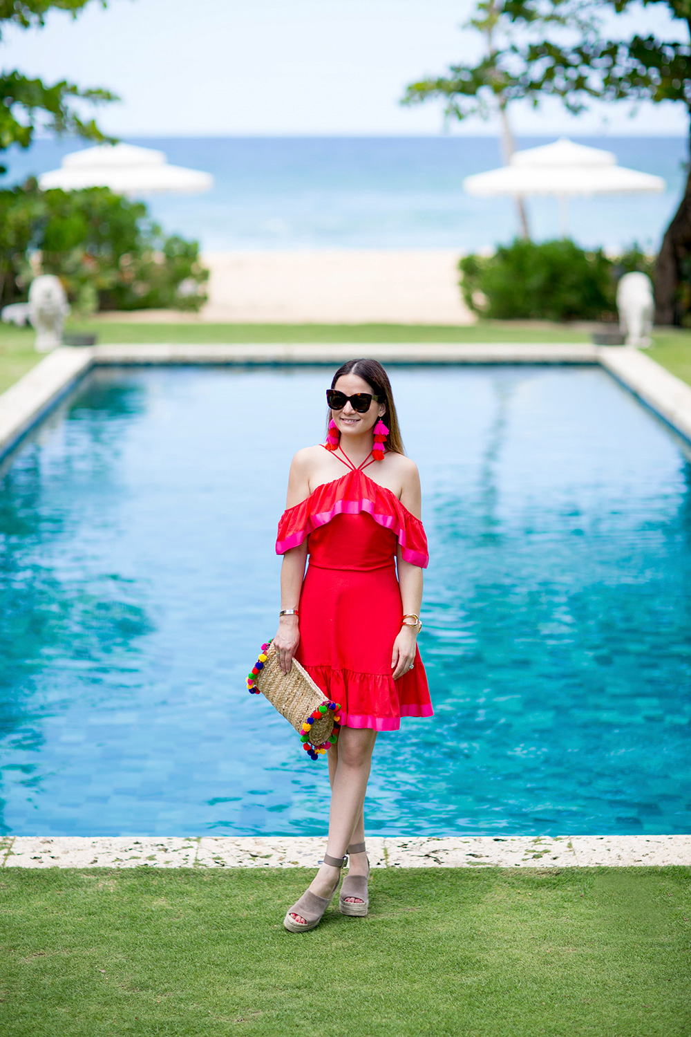 Red Pink Fit Flare Dress