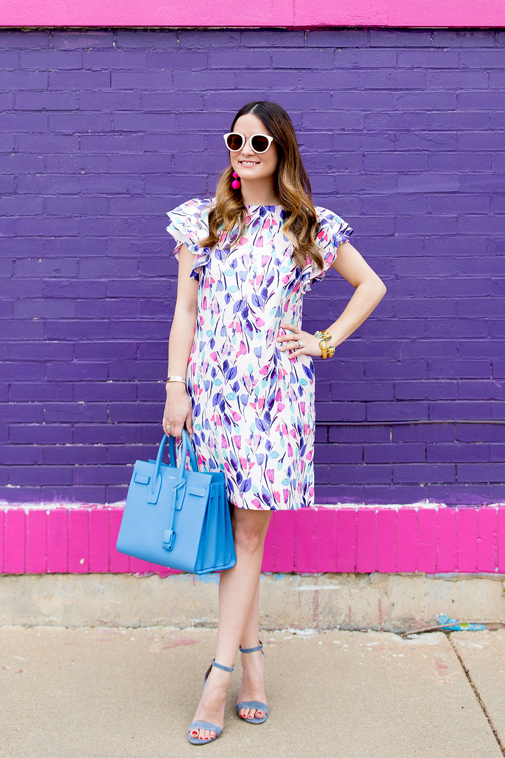 Floral Ruffle Sleeve Dress