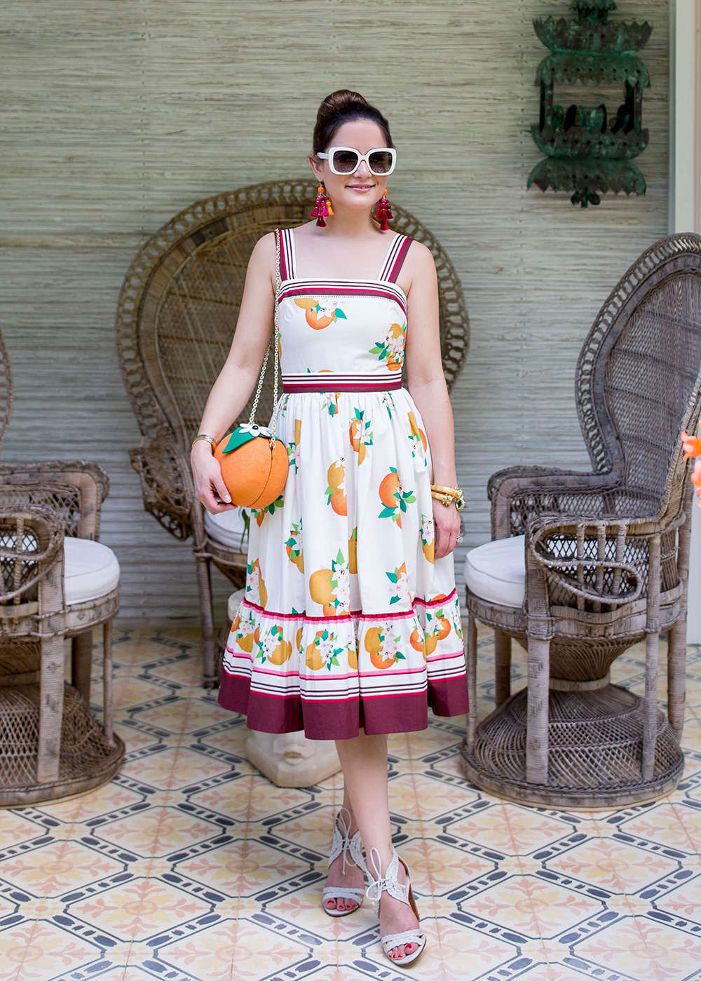 Kate Spade Orange Print Fit Flare Dress