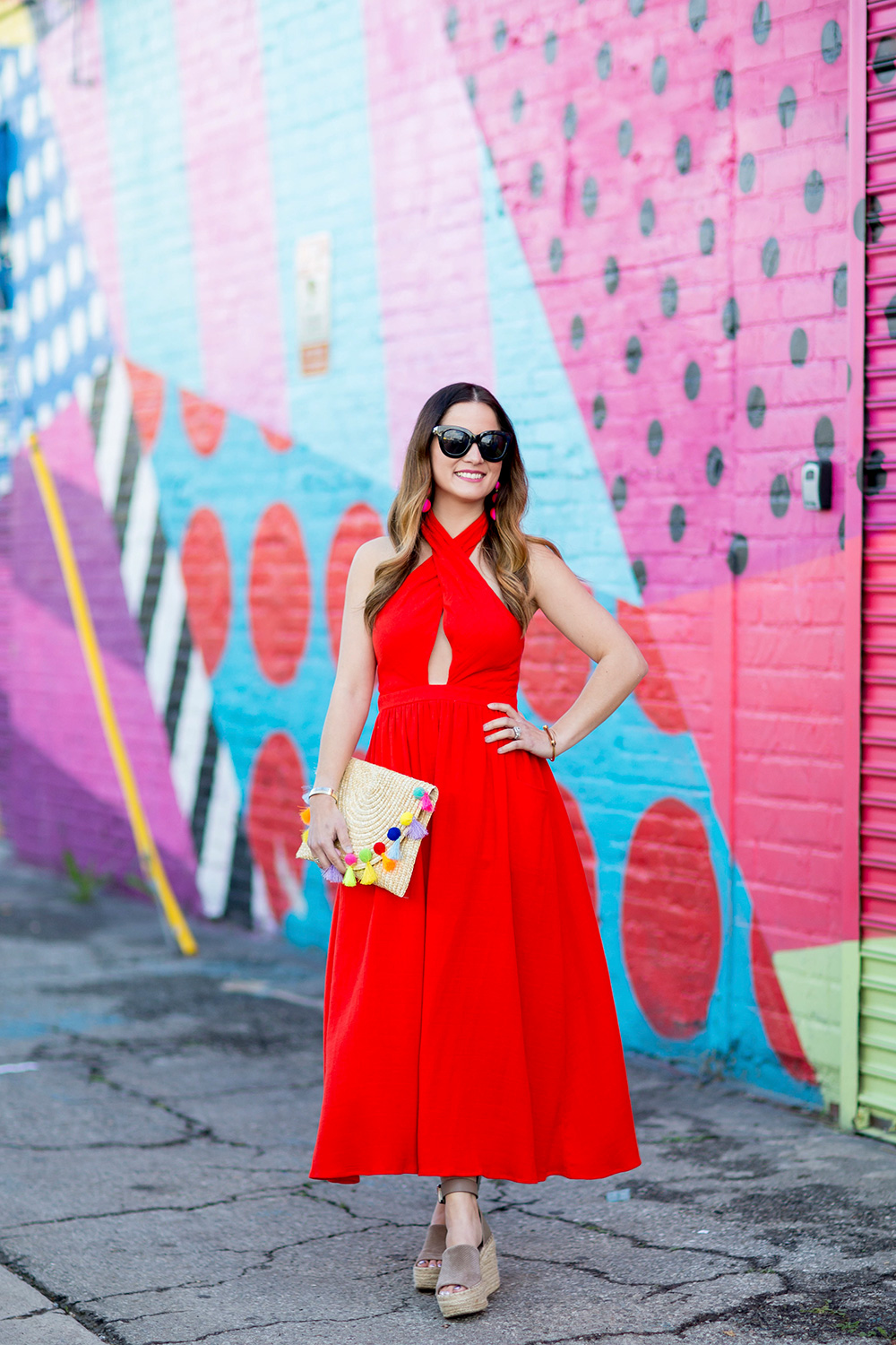 Mara Hoffman Red Cutout Midi Dress