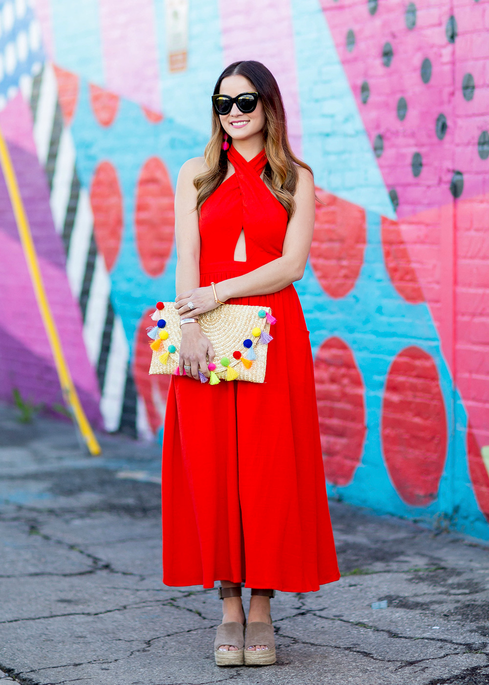 Mara Hoffman Red Halter Neck Dress