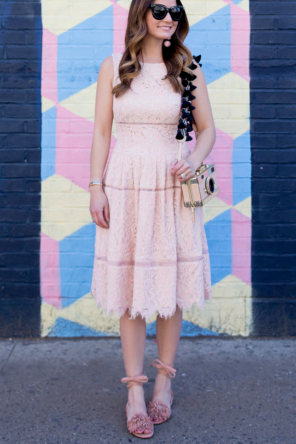 Pink Lace Fit and Flare Dress