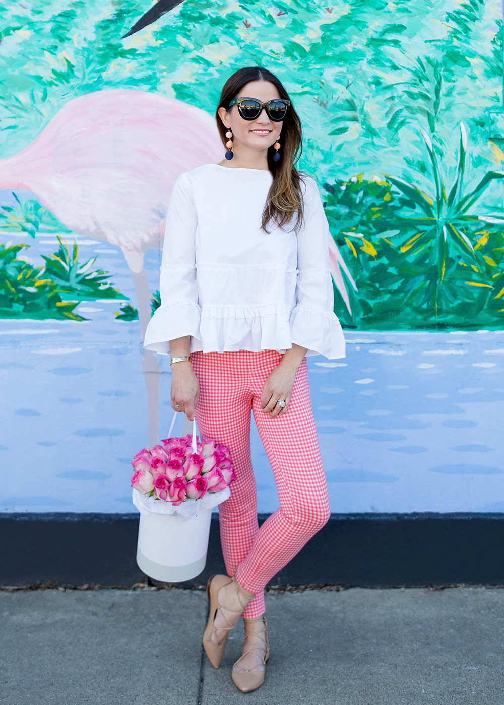 Red Gingham Denim Leggings