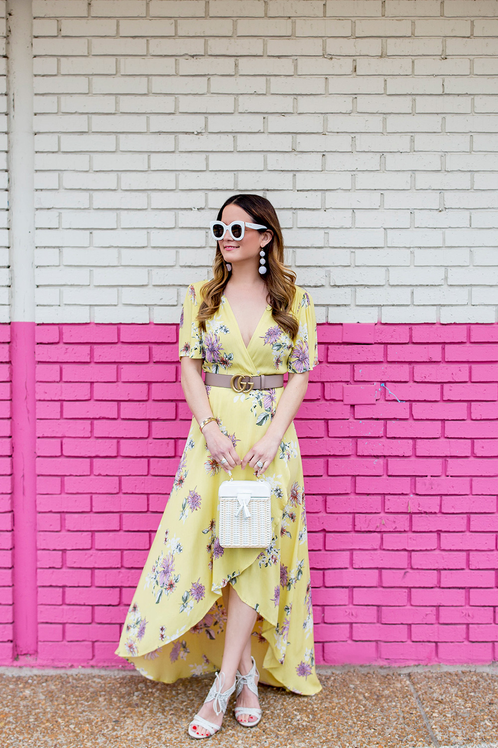 Yellow Floral Wrap Dress