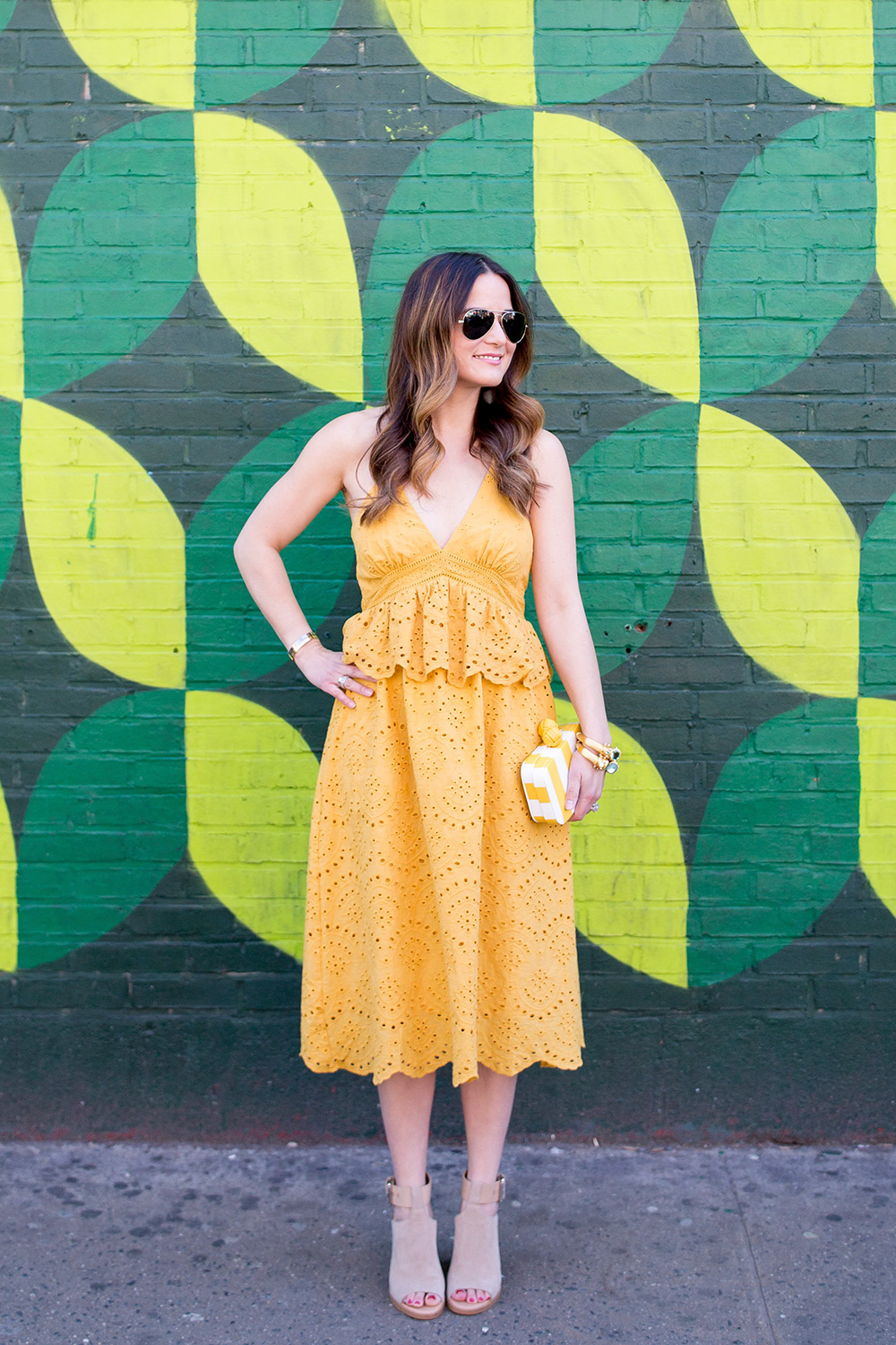 Yellow Lace Halter Midi Dress