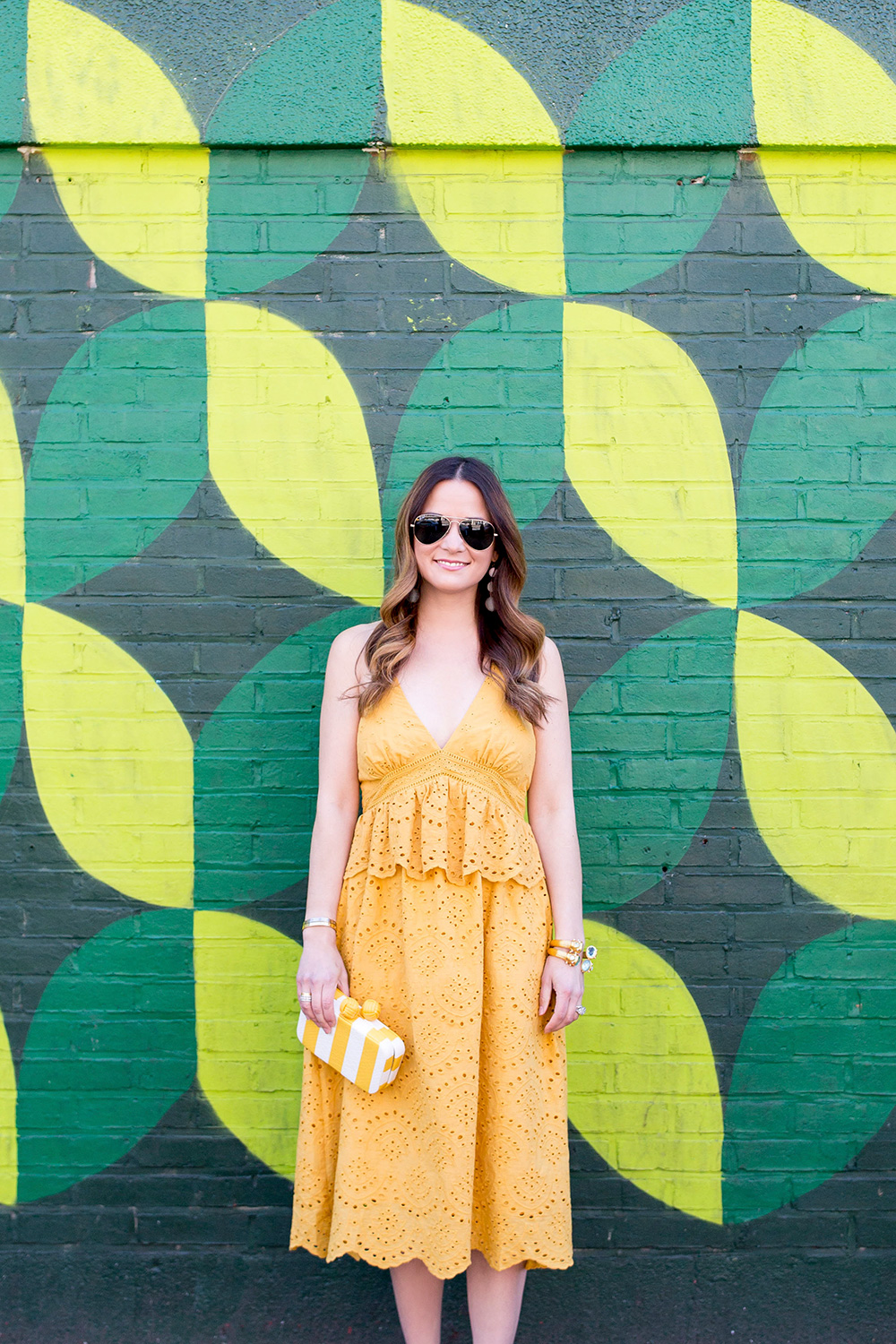 Yellow Lace Ruffle Midi Dress