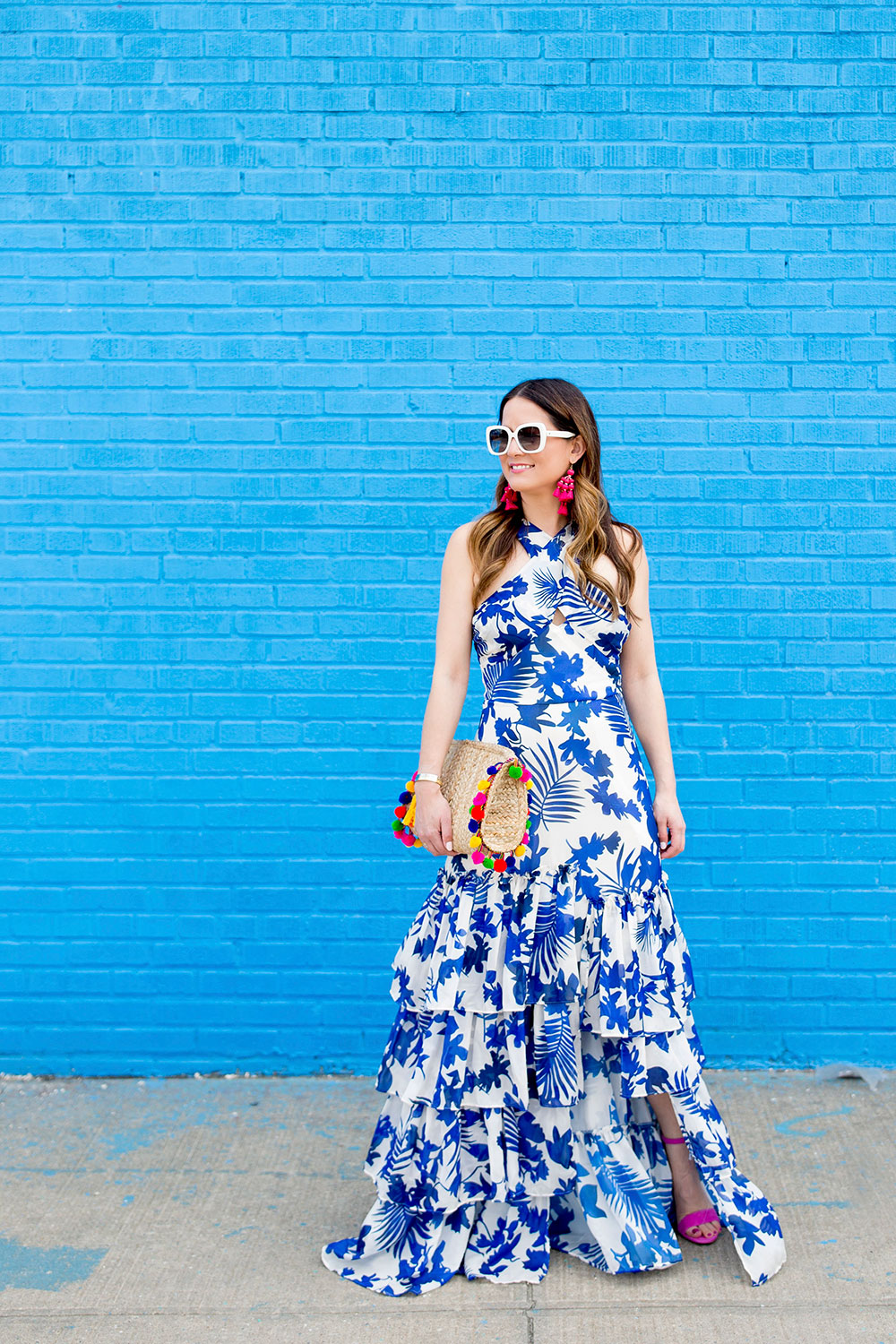 Blue Floral High Low Dress