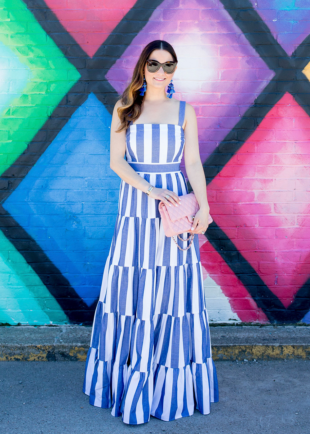 Blue Stripe Tiered Maxi Sundress