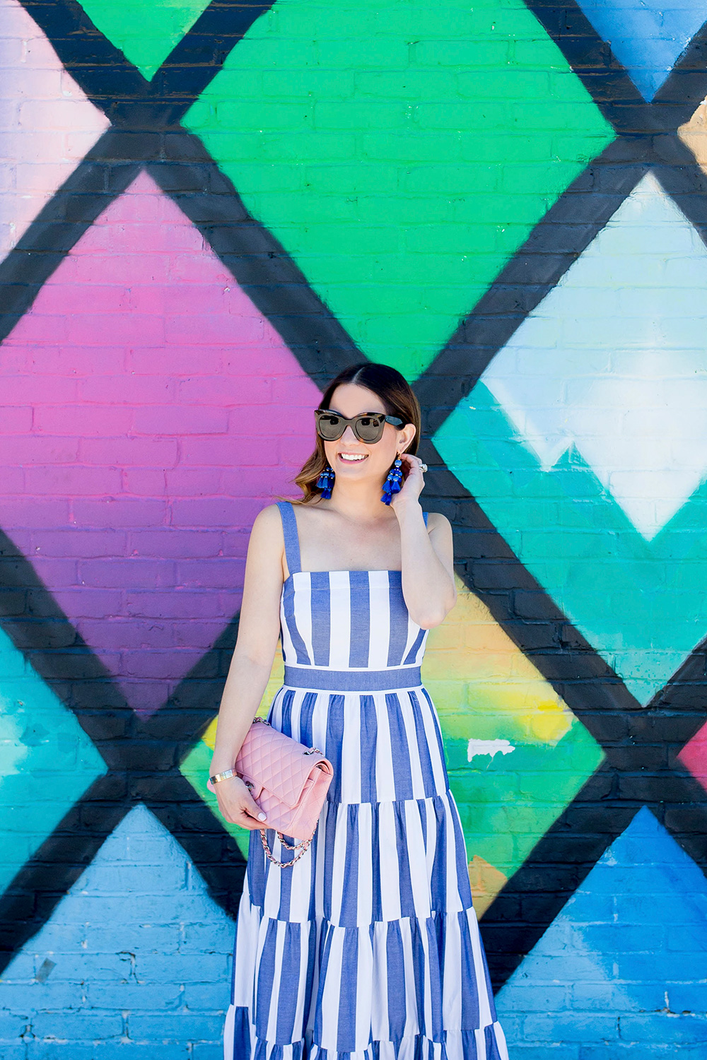 Blue Stripe Tiered Maxi Sundress