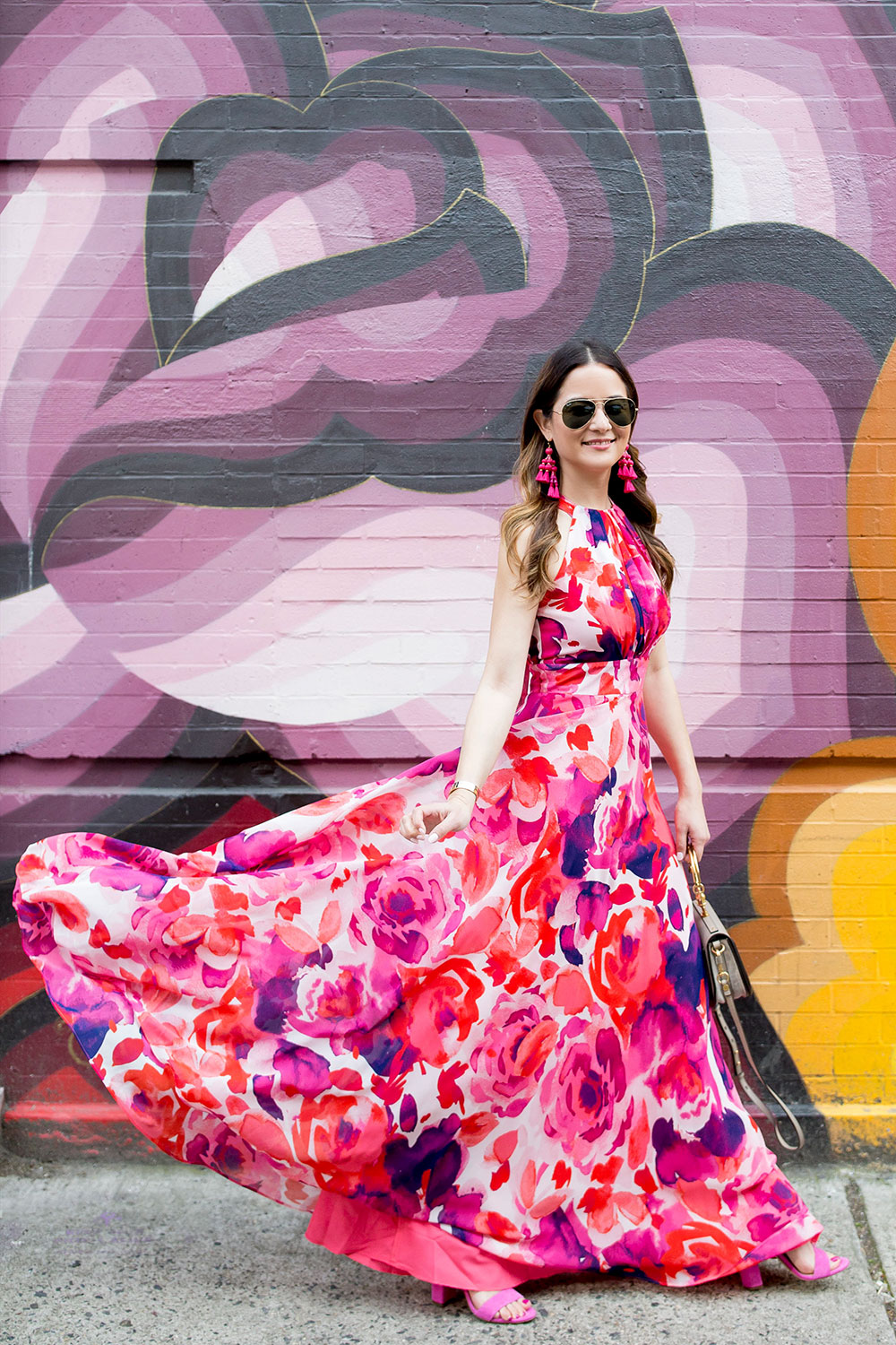 Eliza J Pink Floral Maxi Dress