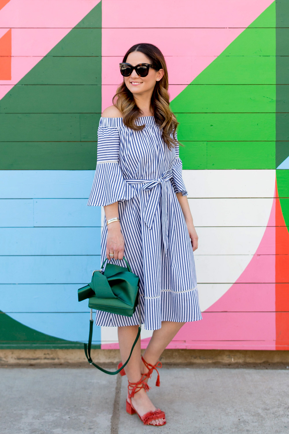 Off Shoulder Stripe Dress