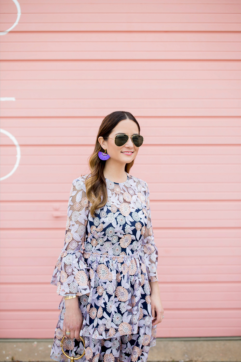 Purple Fringe Fan Earrings