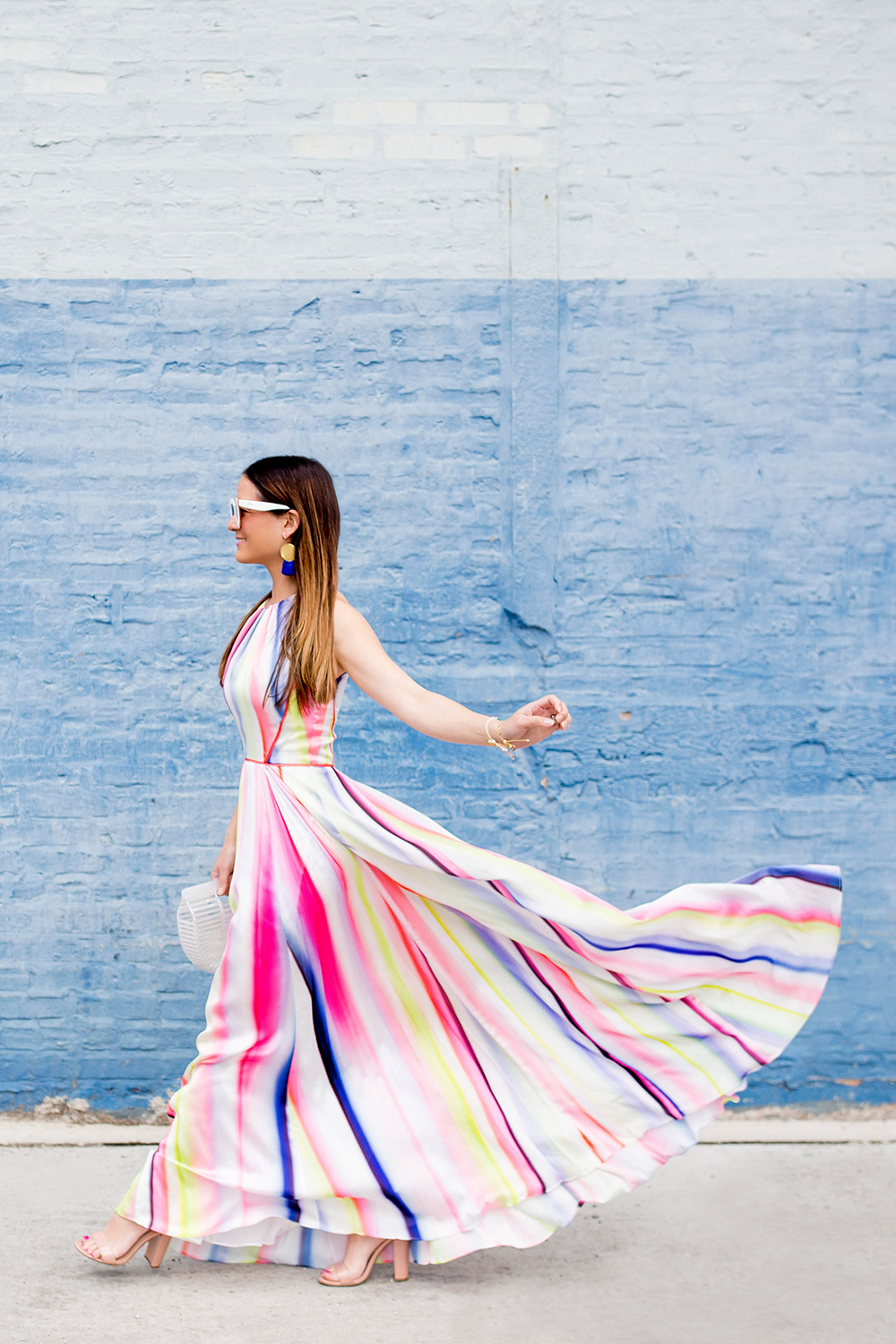 Water Color Stripe Maxi Dress