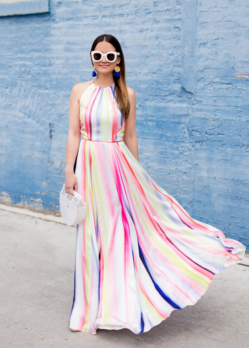 Watercolor Striped Maxi Dress