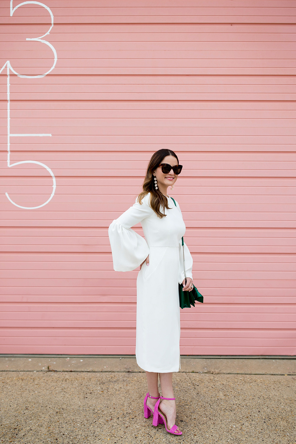 White Bell Sleeve Dress