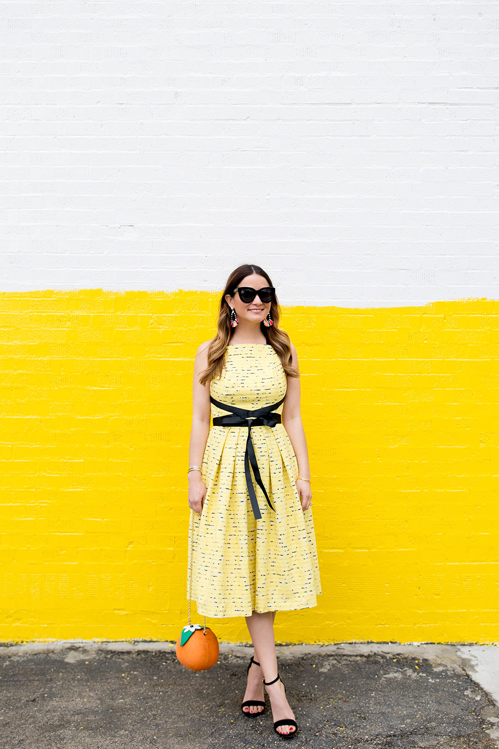 Yellow Lace Midi Dress