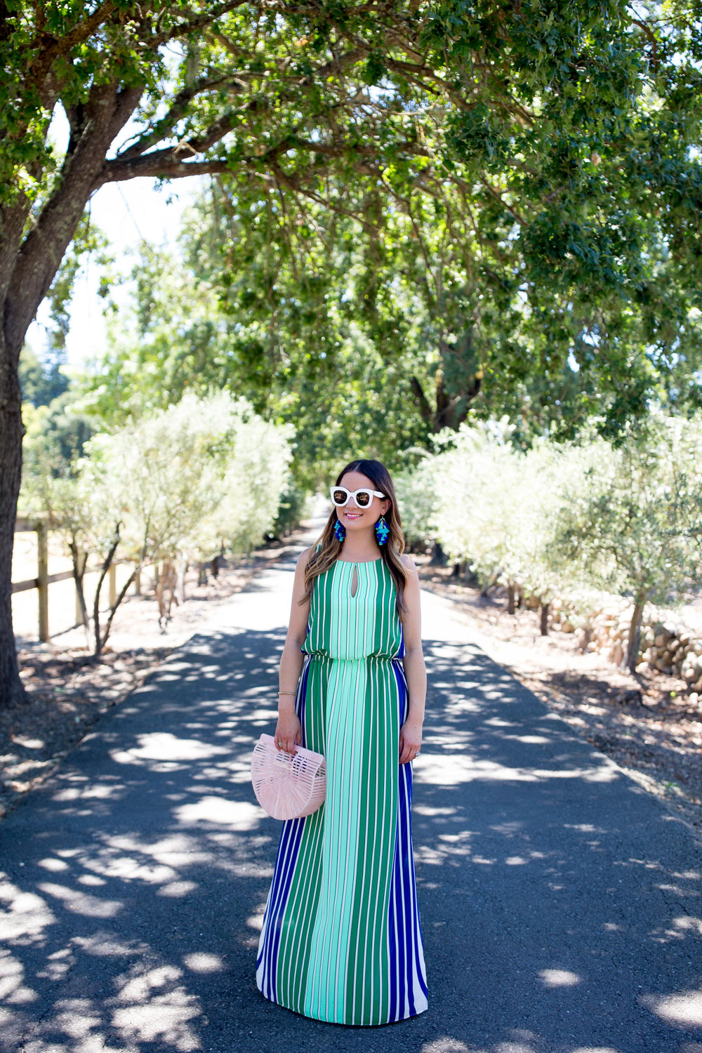 Adrianna Papell Green Stripe Dress