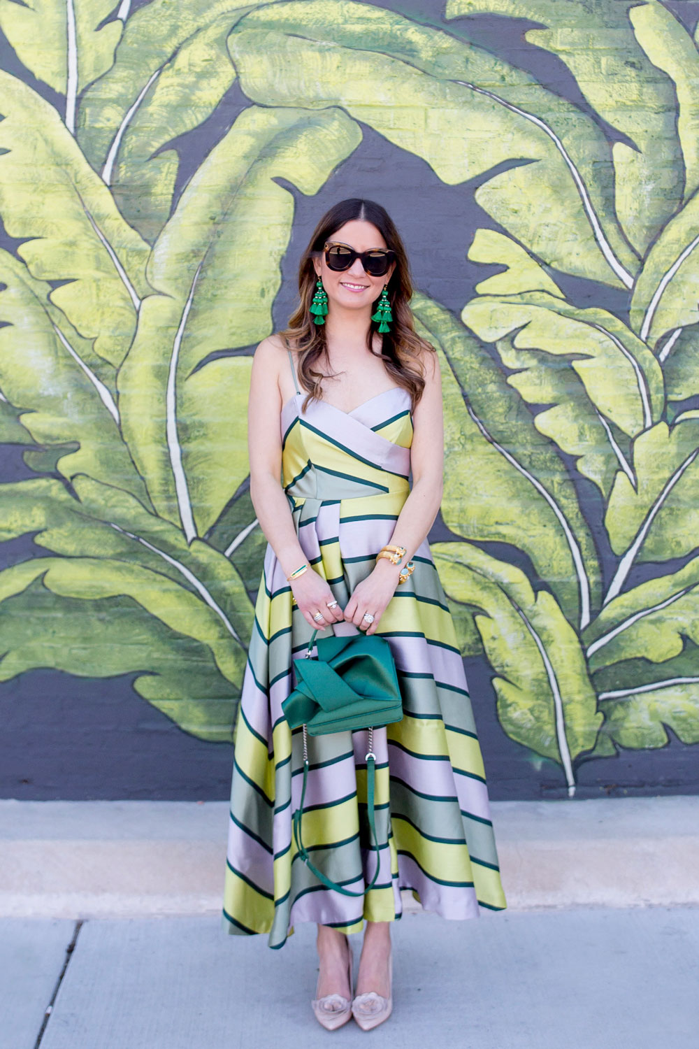 ASOS Green Stripe Satin Dress