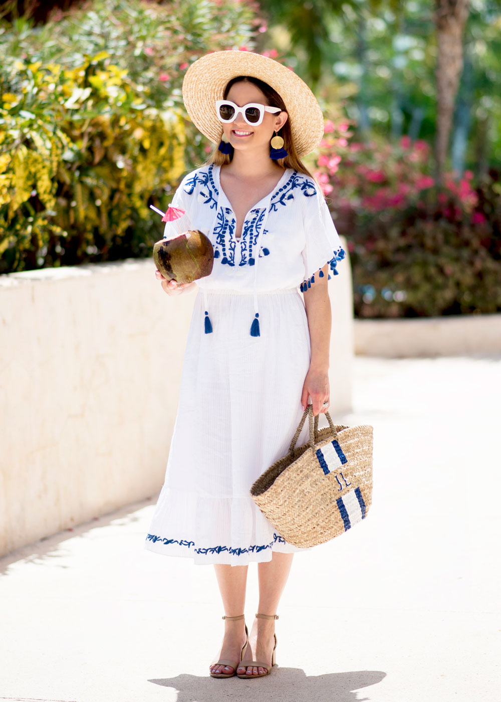 Blue White Tassel Sundress